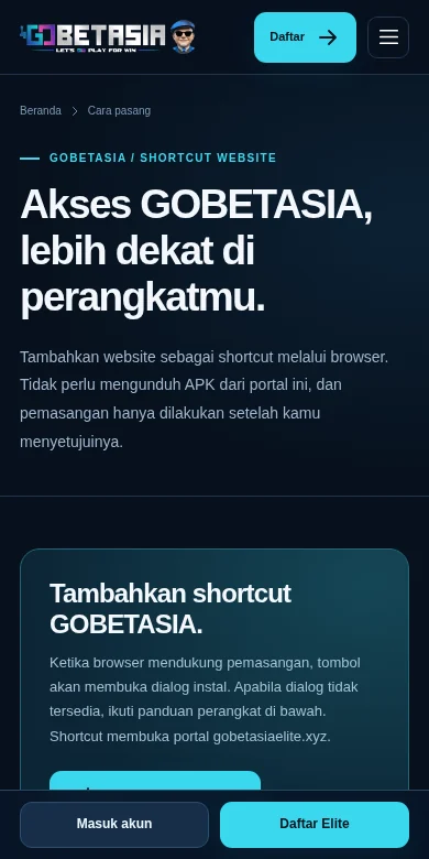 Pratinjau halaman Cara pasang GOBETASIA pada ponsel